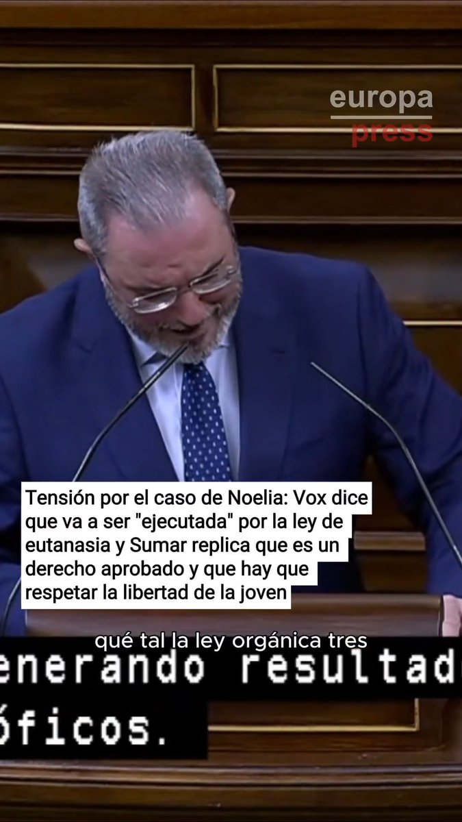 Tensión en el Congreso por el caso de Noelia: Vox asegura que va a ser "ejecutada" por culpa de la ley de eutanasia y Sumar replica que es un derecho aprobado y pide respetar la libertad de la joven y no cuestionar su decisión