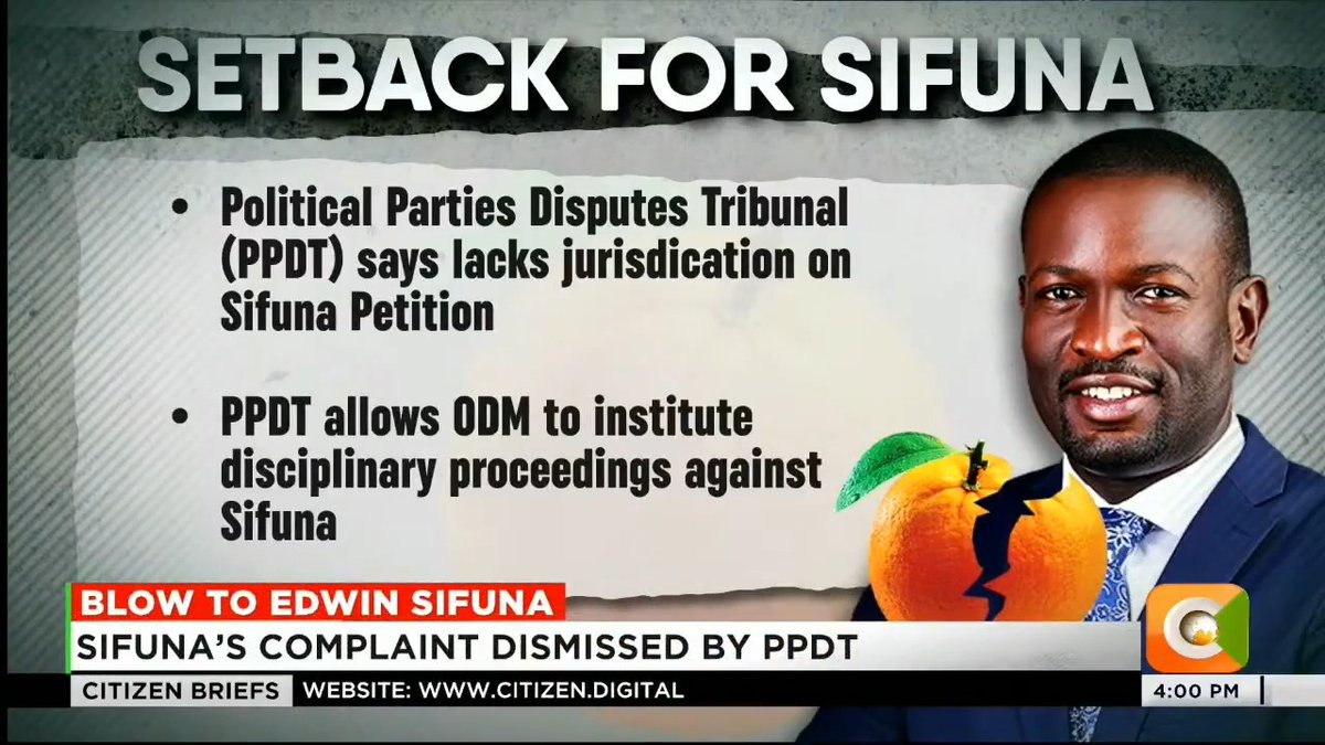 Blow To Edwin Sifuna: Sifuna’s complaint dismissed by PPDT Tribunal rules it lacks jurisdiction to determine the case #CitizenBriefs