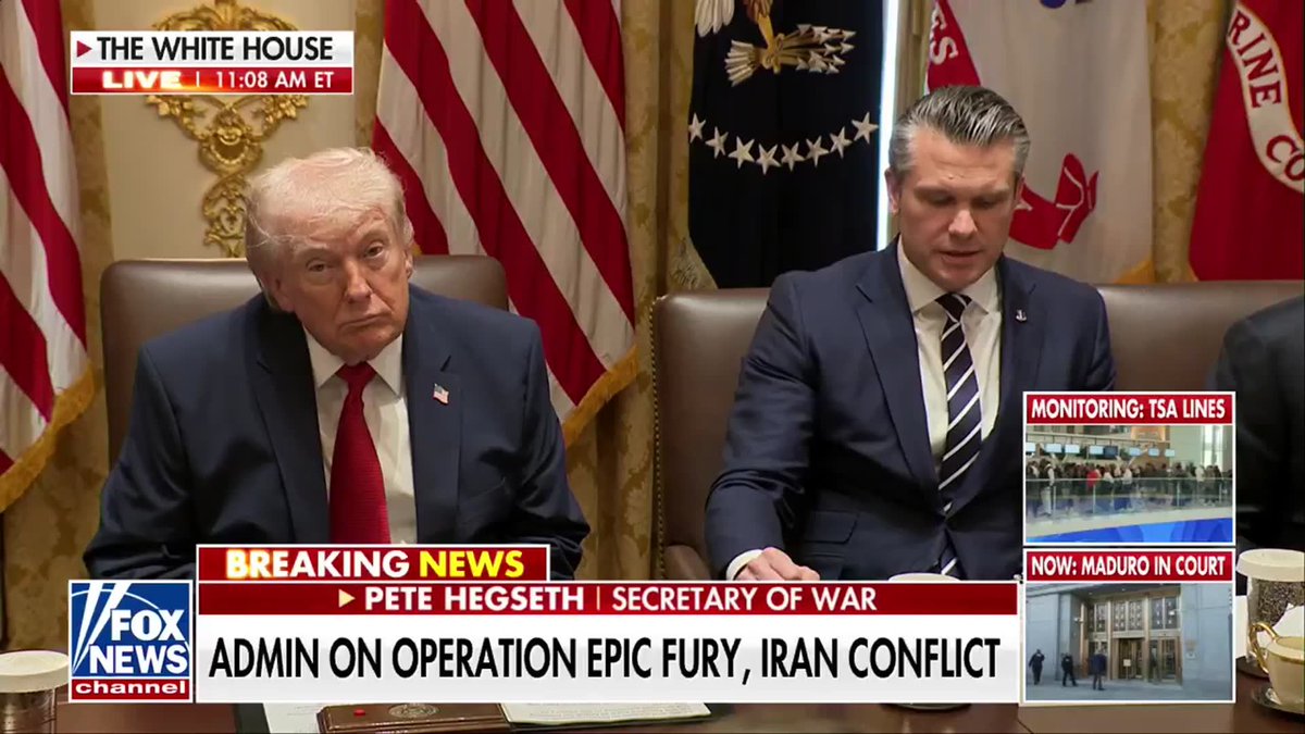 JUST IN: Secretary of War Pete Hegseth calls out the "dishonest" media for its coverage of the war in Iran: "You're either informing the American people of the truth or you're not." "Behind every headline you write, there's a helicopter crew in the air, and behind every news banner you write, there's a battalion on the move. And behind every fake news story, there's an F-35 pilot executing a dangerous mission."