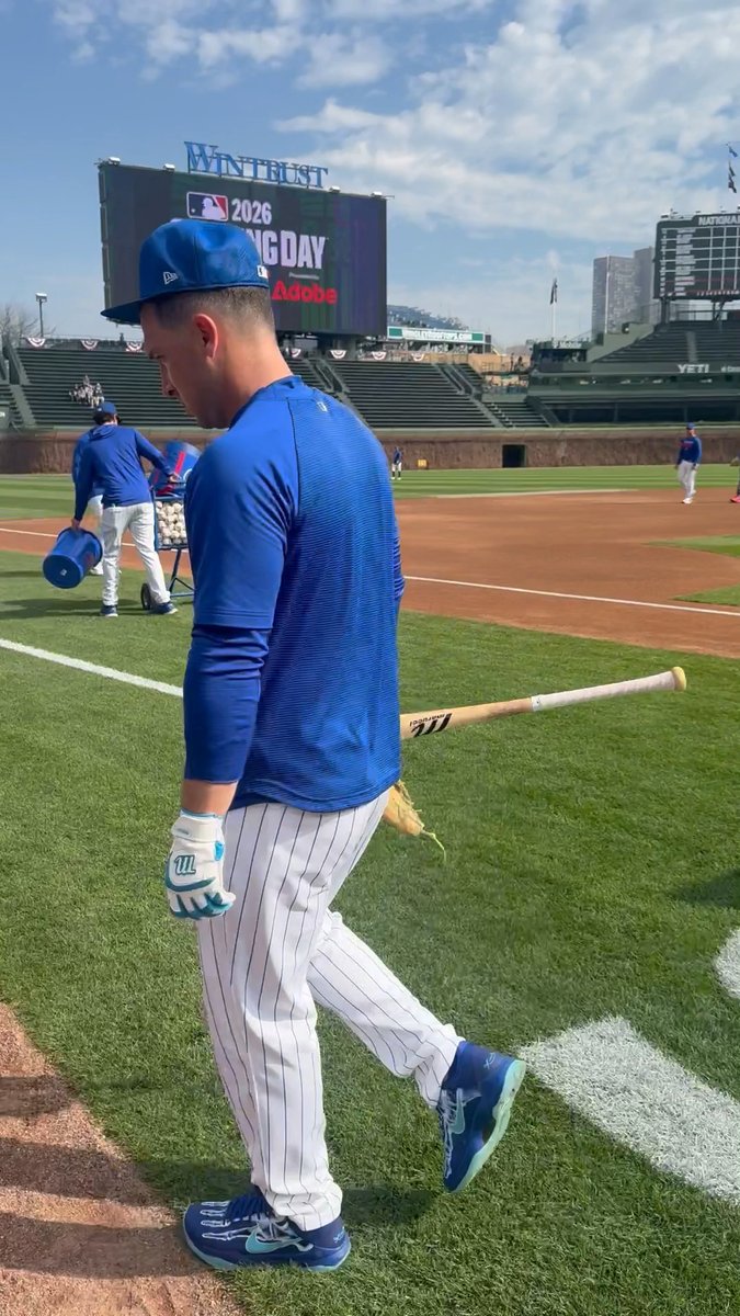 Alex Bregman heads to the dugout after BP at Wrigley Field before his regular season Cubs debut.
