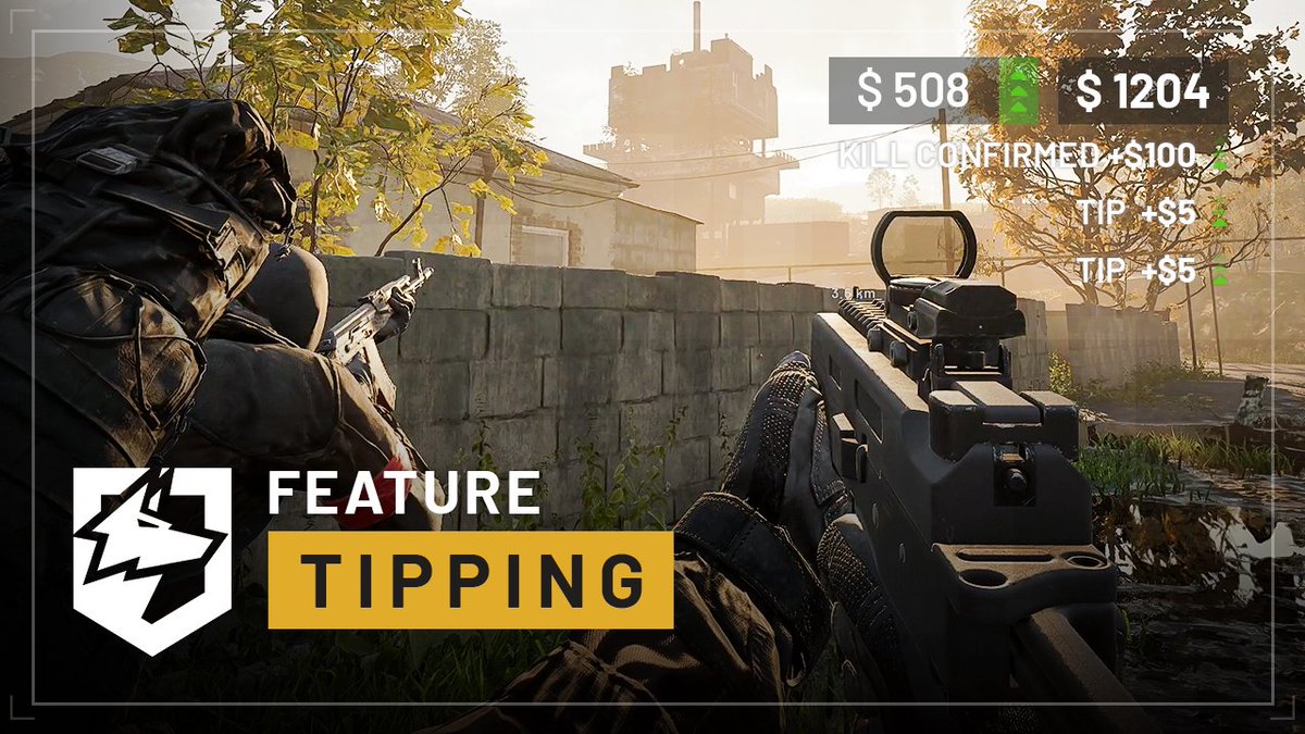 In WARDOGS, teamwork pays. Performing teamplay actions earns you Cash and XP. You can also optionally 'tip' players extra cash. ▫️ Healed or Revived by a teammate? Tip. ▫️ Vehicle Refuelled or Repaired? Tip. ▫️ Taxi to the Control Zone? Tip. Work together, win together 💰