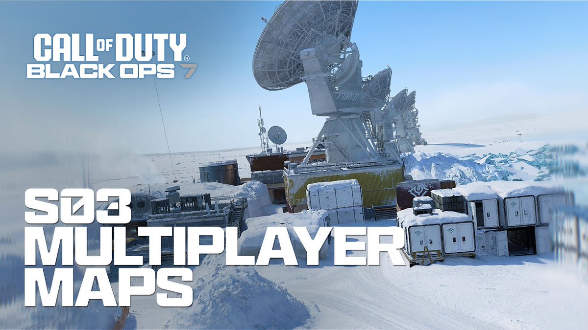 A massive amount of Season 03 #BlackOps7 Multiplayer maps are incoming 👊 ❄️ Beacon (6v6): Frozen facility combat in brutal conditions 🌊 Abyss (6v6/2v2): Tight fights inside a moving submarine 🌴 Plaza (6v6): The BO2 nightclub returns! First time? Try it out 🎶 🚧 Gridlock (6v6): A city in wreckage after a heist gone wrong 🚢 Mission Trident (20v20): Large-scale shipyard warfare on open water