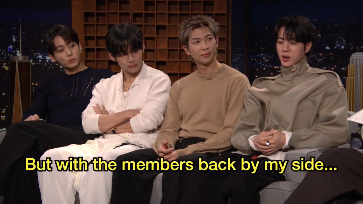 .BTS_official realized “teamwork makes the dream work” after working on their respective solo projects over the last few years 😢 #FallonTonight #BTSonFallon