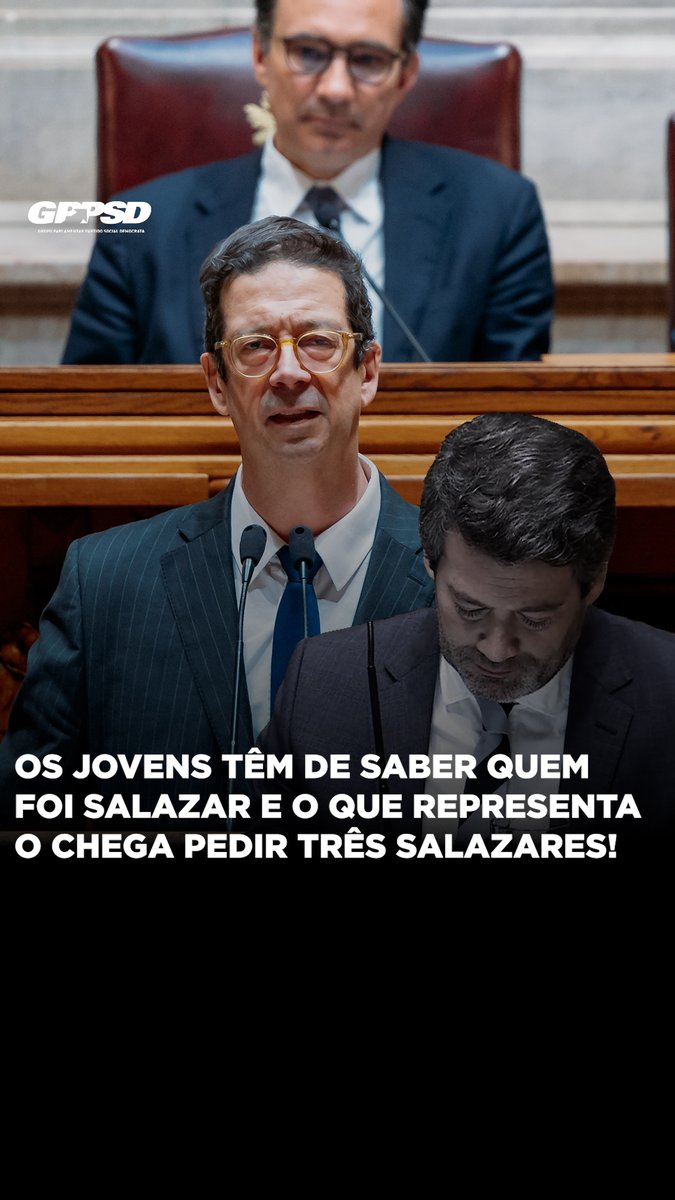 👧👦🏻👤👤👤 Os jovens têm de saber quem foi Salazar e o que representa o Chega pedir três Salazares! #portugal #politica #parlamento #psd #gppsd #XVIILegislatura
