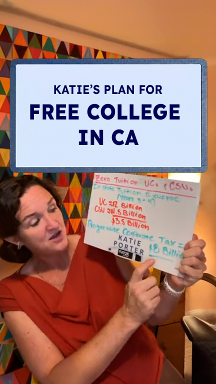 California has some of the world’s best universities, yet our students are fleeing the state to find affordable education. I’m putting a stop to that. By offering two years of free community college followed by two free years at a UC or CSU, my plan will allow every Californian to earn a four-year degree 100% tuition-free.