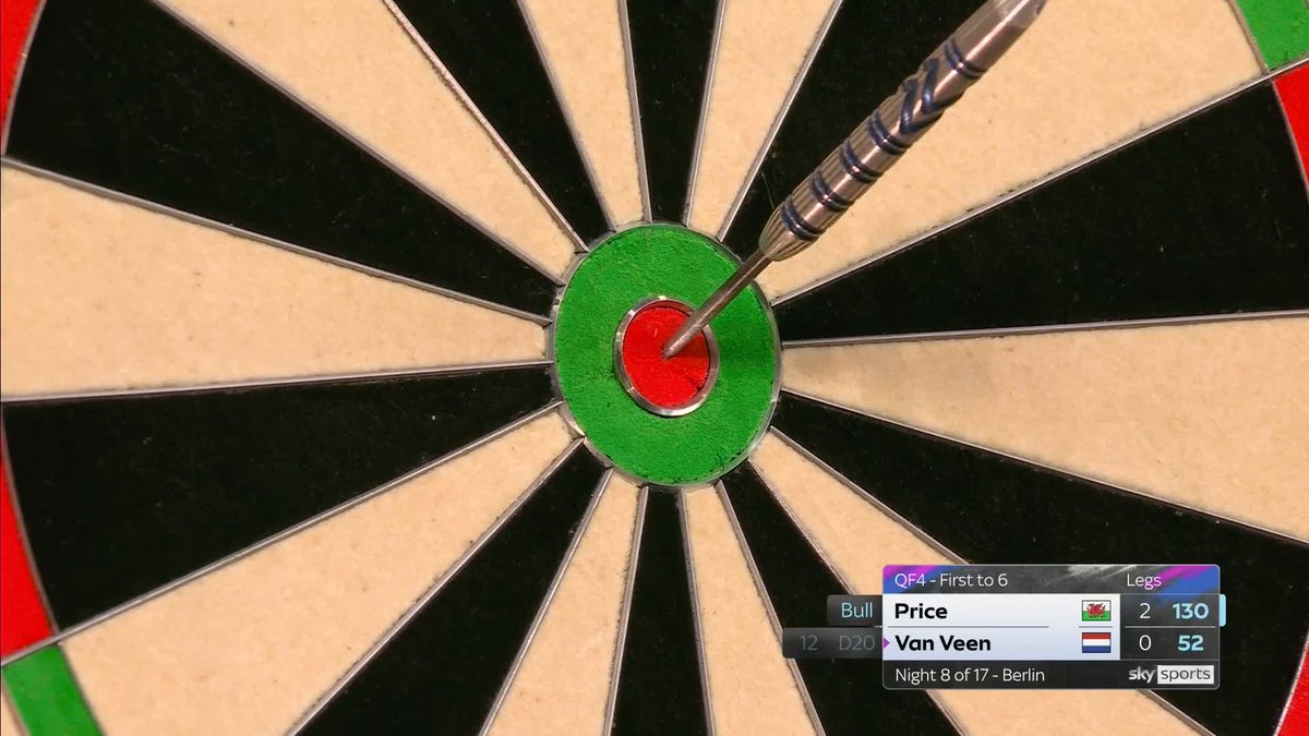 THE LITTLE FISH! 🐟 How centre is that bullseye 😮‍💨 Gerwyn Price takes out a huge 130 checkout to move 3-0 up on Gian van Veen! 📲 #PLDarts | QF4
