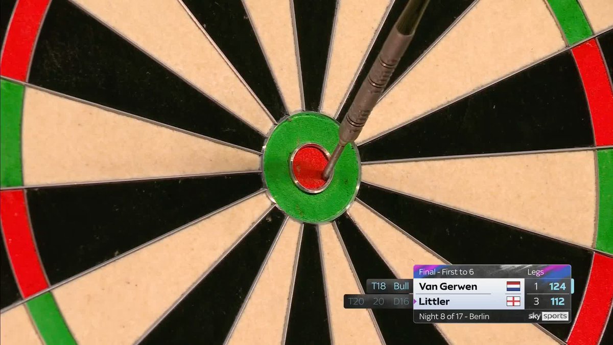 VAN GERWEN BITING BACK! Michael van Gerwen takes out a crucial 124 on the bullseye to break back against Luke Littler and reduce the deficit to 3-2! 📲 #PLDarts | Final
