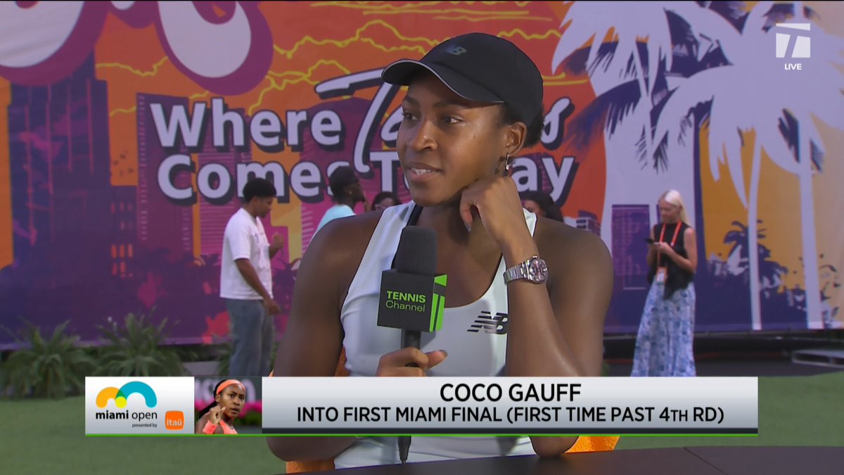 "I don't think [the hat] is coming back to be honest." Coco Gauff hopes to win the final on Saturday and retire the hat for good 😂 #MiamiOpen
