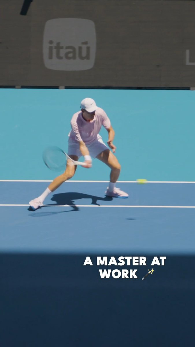 Pink and white on blue 🩷 🩵 Slowing down a moment of trademark Sinner brilliance at the #MiamiOpen...