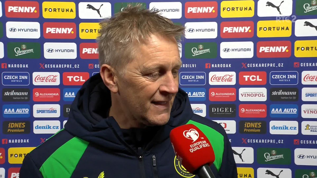 'It's just pain - we all feel pain now' Heimir Hallgrímsson speaks after a gutting night in Prague 📱Updates: 📺Watch: 📻Listen: #RTESport