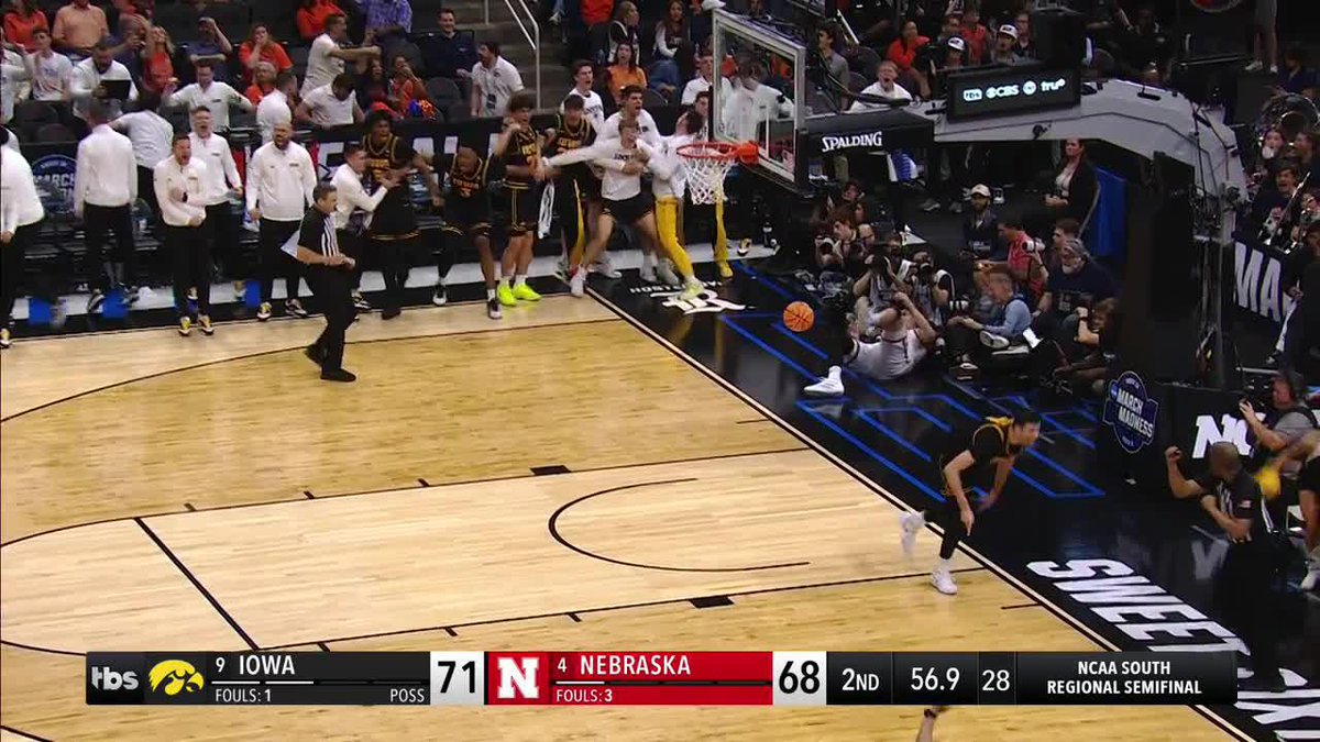 You can’t make this up: with their season on the line, Nebraska only sent 4 players out on the floor. Iowa gets a layup. Unreal.