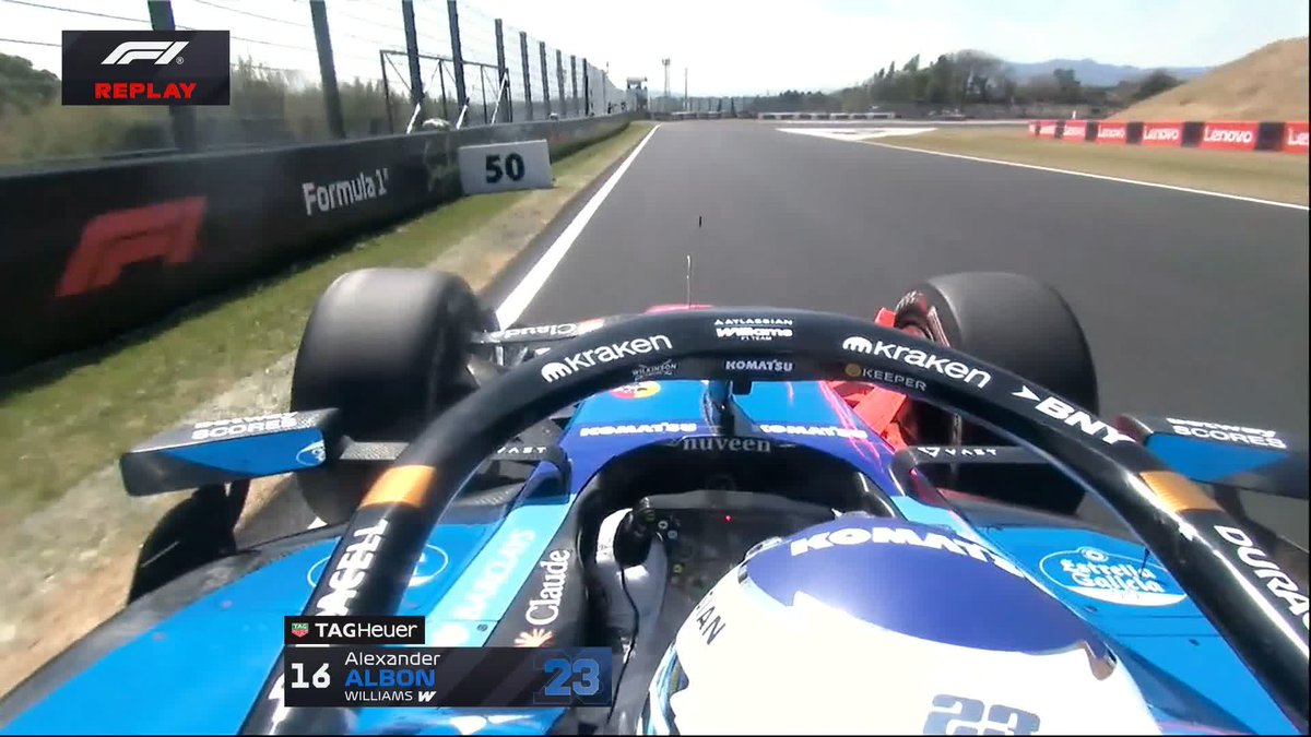 ⏪ Rewind to Albon finding the gravel and tapping the barriers at Degner 2 #F1 #JapaneseGP