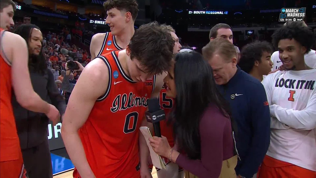"Secret. I can't tell you." 😂 David Mirkovic & Tomislav Ivisic were sharing secrets as they caught up with Lauren Shehadi 🤫 Illinois Men's Basketball
