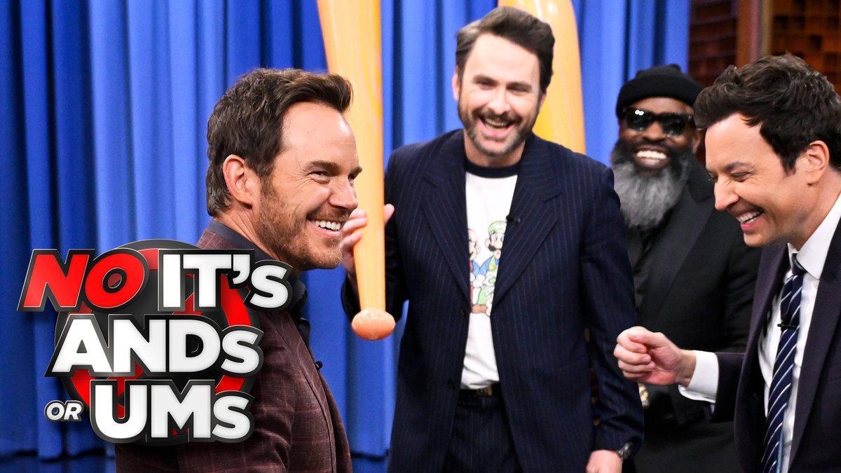 .Chris Pratt, Charlie Day, Jimmy &amp; Black Thought play No Its, Ands, or Ums, where they must get each other to guess a clue without saying “its,” “and” or “um”! #FallonTonight