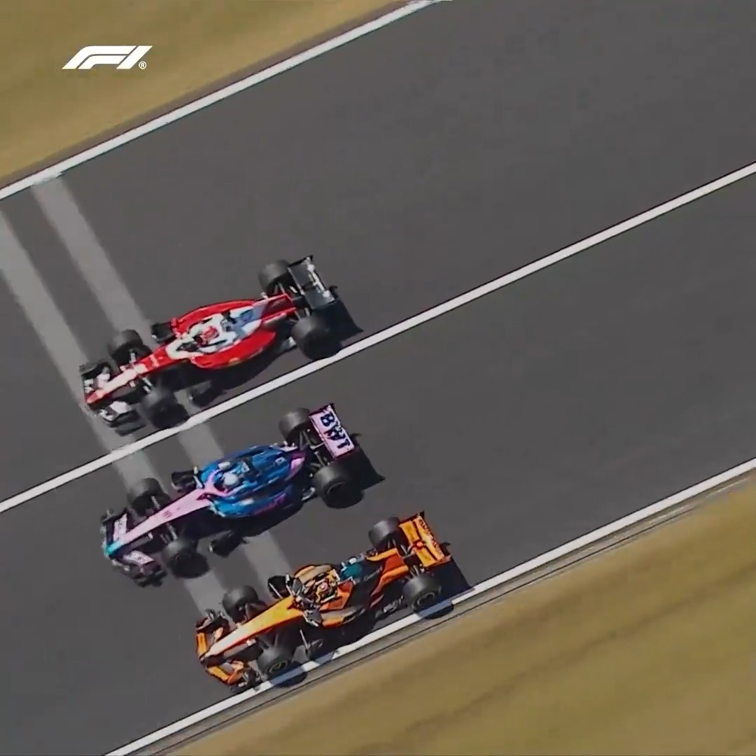 THREE 😵 WIDE Wait for the heli shot 🎥 #F1 #JapaneseGP