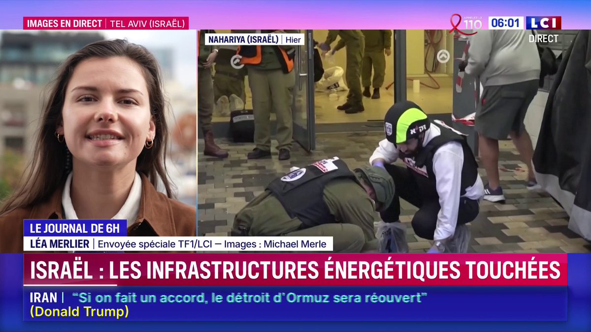 🔴 Israël : les infrastructures énergétiques touchées Les Gardiens de la Révolution auraient attaqué des sites militaires et énergétiques dans le golfe et aussi en Israël. ➡️ Léa Merlier est sur place 📺 Le journal de Laurène Barrière-Tallerie dans la matinale LCI
