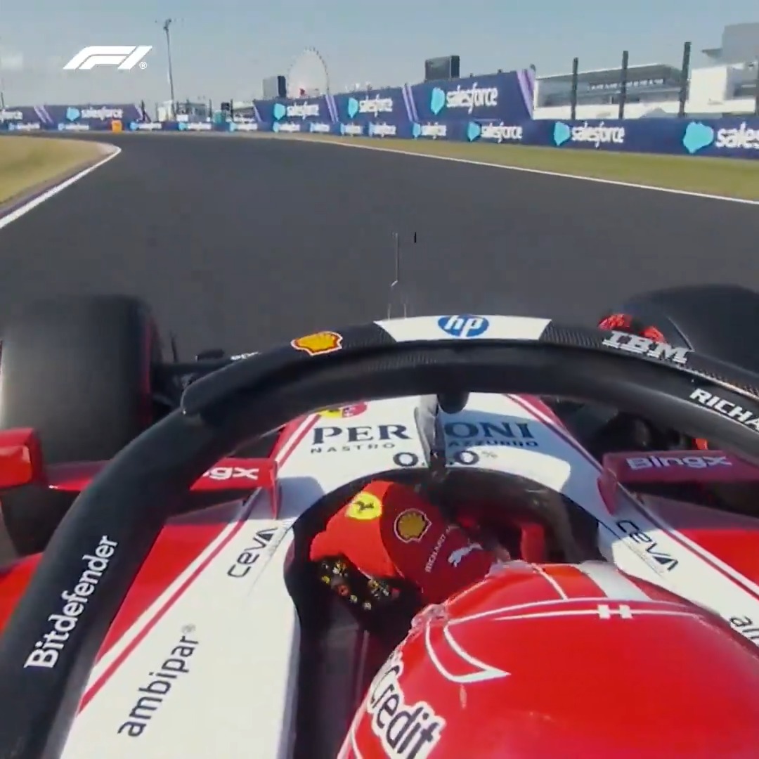 Charles was a bit squirrelly through the S Curves 😮 #F1 #JapaneseGP
