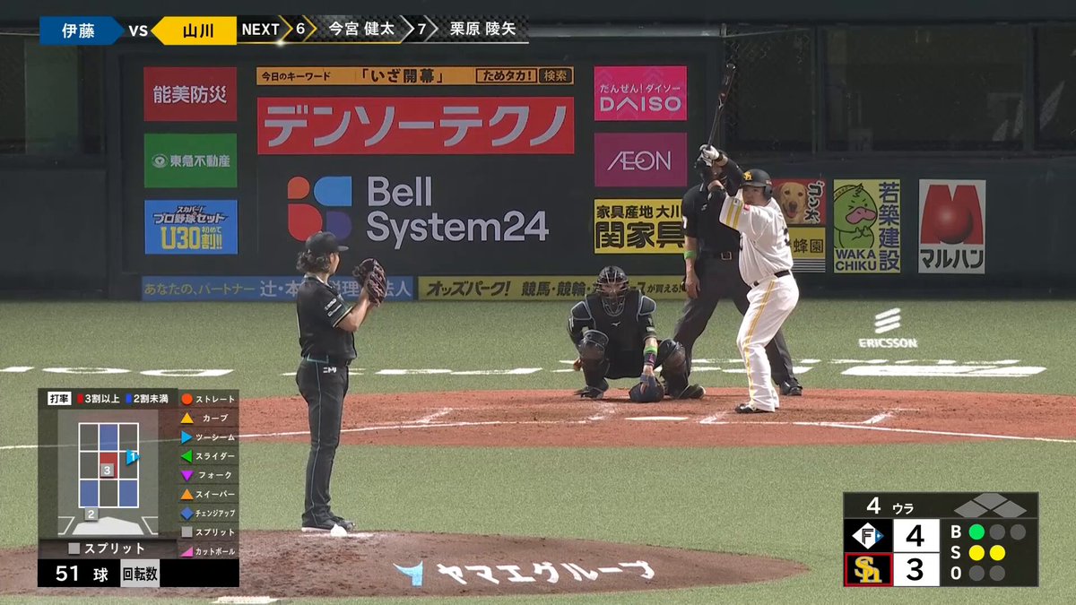 山川選手の完璧な一発ですぐさま同点！ 「座席コレクション」アプリでホームランの着弾位置予想イベント開催中☆ #全新 #sbhawks