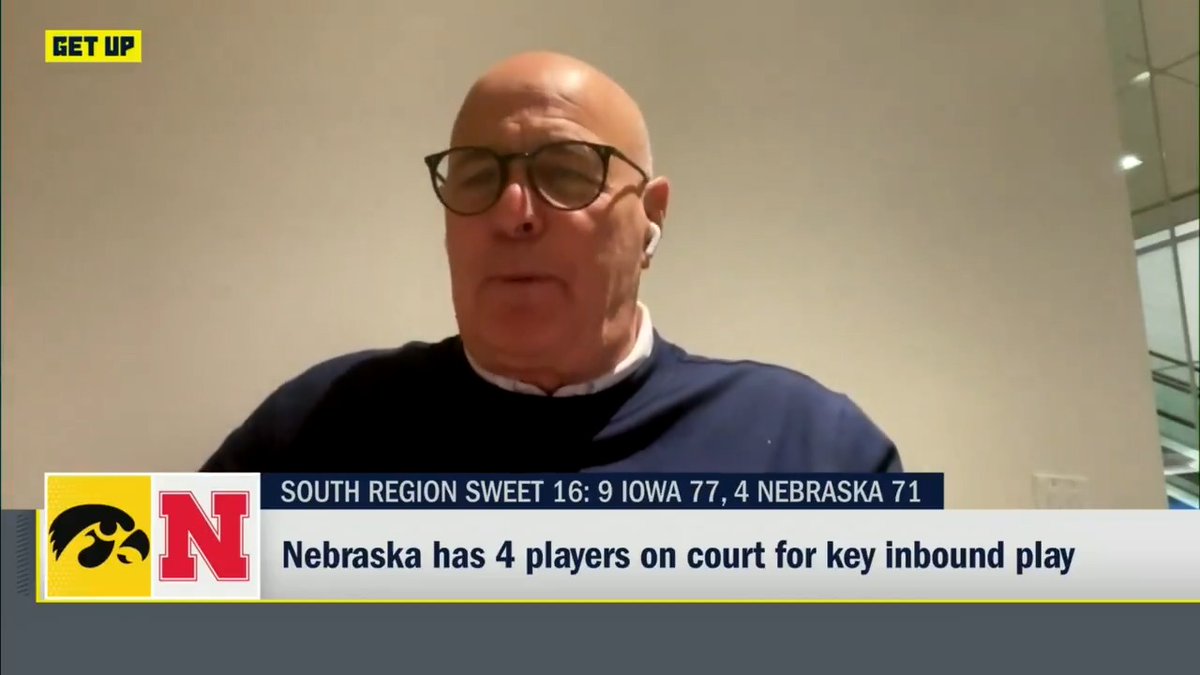 Fred Hoiberg says “Put that one on me.” Seth Greenberg reacts to Nebraska having 4 players on the court for a key inbound play late, as Iowa defeated Nebraska 77-71.