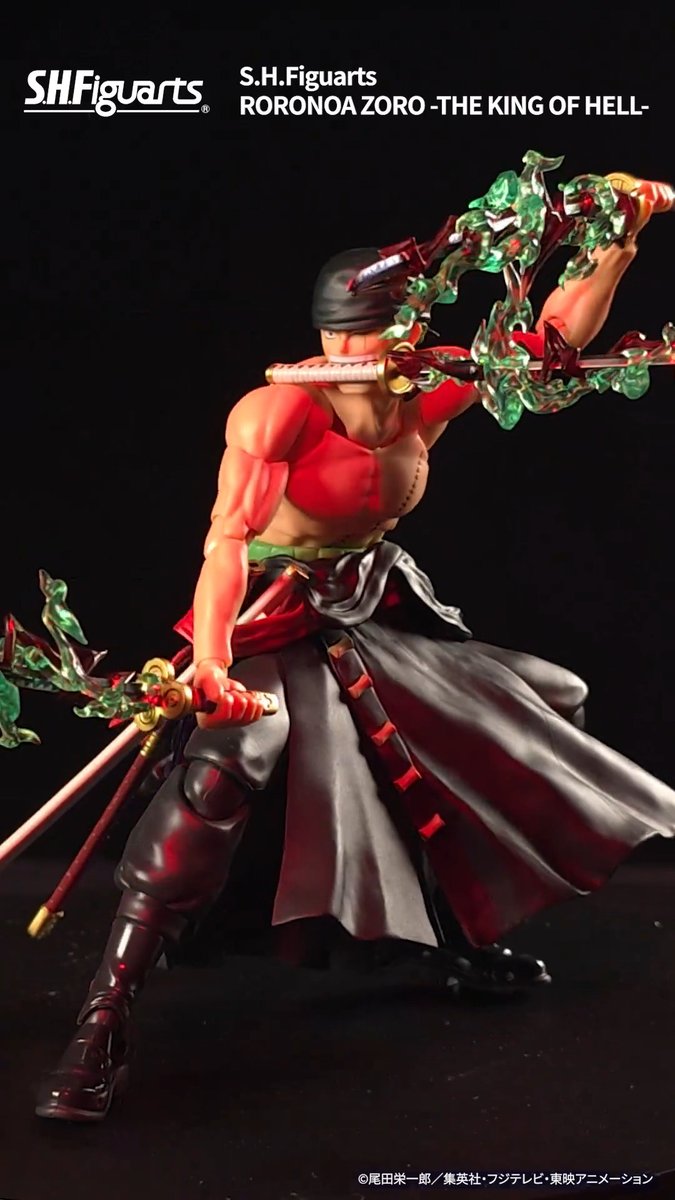 【3/29受注締切】 「S.H.Figuarts ロロノア・ゾロ -地獄の王-」の開発中サンプルが到着!開封動画を公開です。 広い可動範囲、迫力のエフェクトパーツなどをチェック!! #ONEPIECE #ワンピアーツ #t_shf