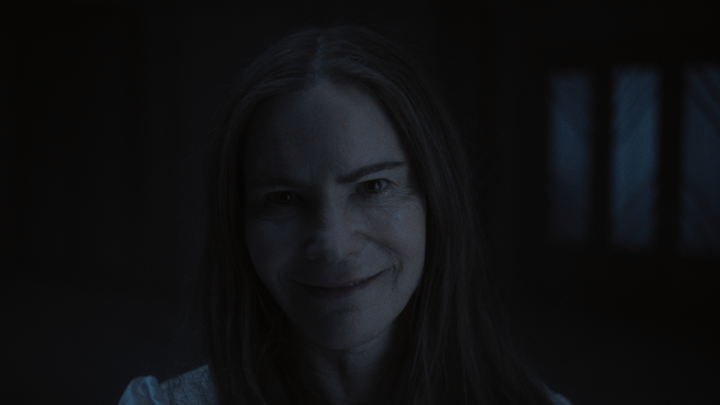 Jennifer Jason Leigh in one hell of a mother-in-law in SOMETHING VERY BAD IS GOING TO HAPPEN.