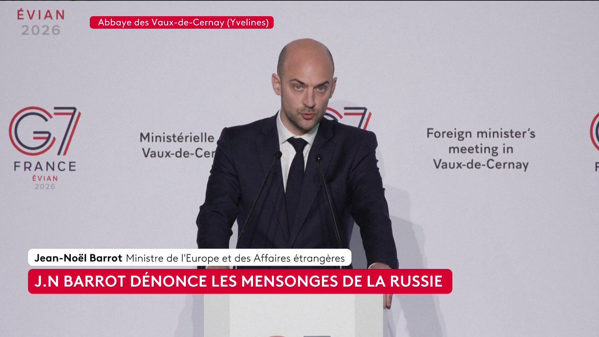 “Aujourd’hui, nous adoptons une nouvelle déclaration sur l’Iran au niveau des ministres des Affaires étrangères [du G7], elle appelle à un arrêt immédiat des attaques contre les populations et les infrastructures civiles“, annonce Jean-Noël Barrot.
