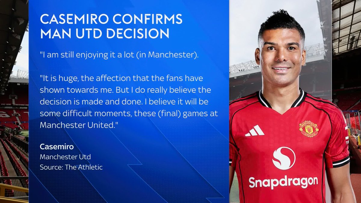 Casemiro reaffirms his decision to leave Manchester United at the end of this season ⤵️
