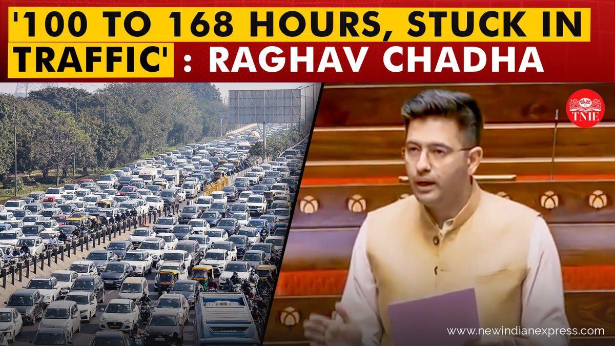 "Not commuting, just sitting." AAP MP Raghav Chadha flags the severe traffic crisis in India’s metros, noting that commuters lose 100 to 168 hours a year stuck in gridlock. Raghav pitched for a national decongestion mission to address the widespread issue in a multi-pronged manner. 🔗