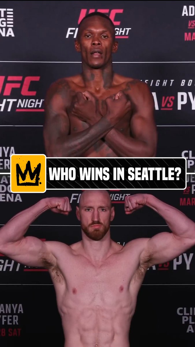 Isreal Adesanya vs Joe Pyfer at #UFCSeattle ⚖️ Adesanya: 186lbs ⚖️ Pyfer: 186lbs