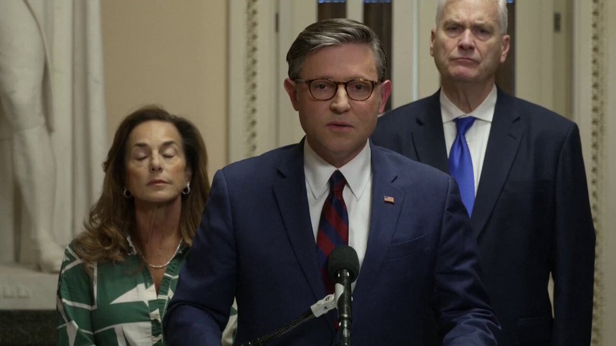 Mike Johnson: "We are very grateful to have a strong commander in chief in the White House who has taken real leadership. President Trump has already ordered by EO that TSA agents will be paid and that machinery is in process right now."