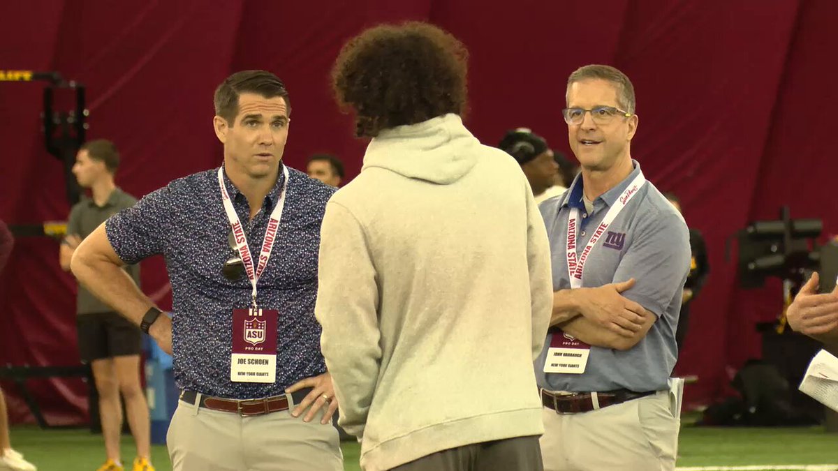 Jordyn Tyson has been talking extensively with Giants GM Joe Schoen and head coach John Harbaugh here at ASU Pro Day. The Giants could potentially select Tyson with the 5th overall pick. FOX 10 Phoenix