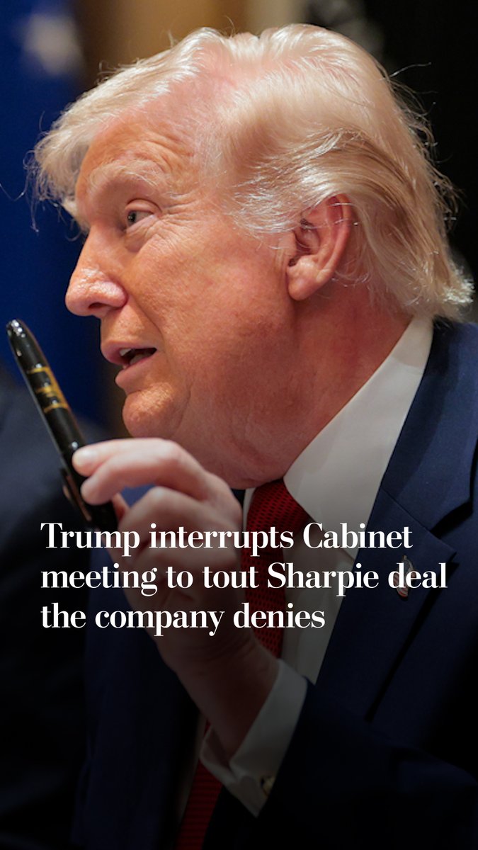 During a Cabinet meeting, President Trump spent five minutes talking about a pen he was holding. He claimed the company gave him a deal to make Sharpies look more official. Sharpie maker Newell Brands said the conversation as Trump related it did not happen.