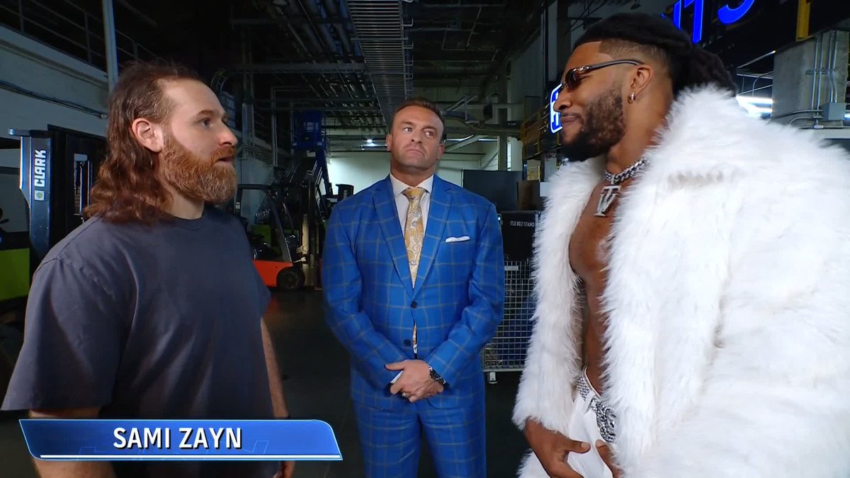 "I'm gonna have a match at WrestleMania. Just you watch." What's Sami Zayn have in mind? 😳 Nick Aldis Trick Williams