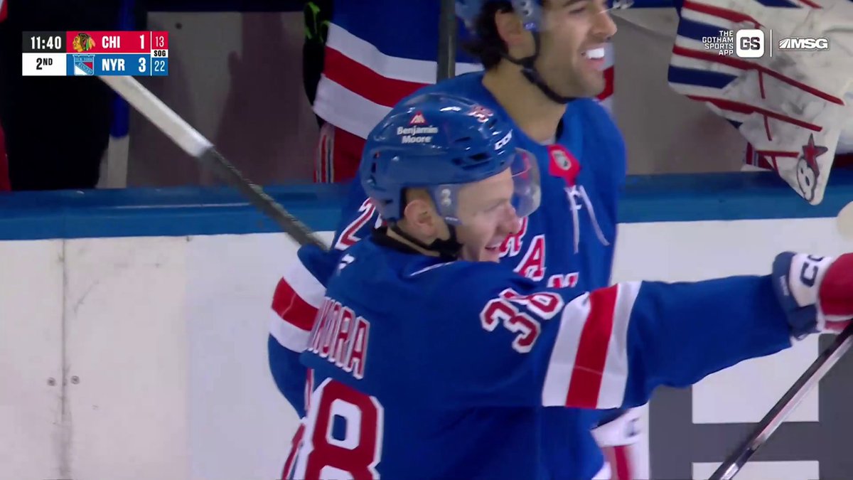 FIRST NHL GOAL ALERT! 🚨 Adam Sykora makes it 3-1 for the New York Rangers as he scores his first NHL goal!