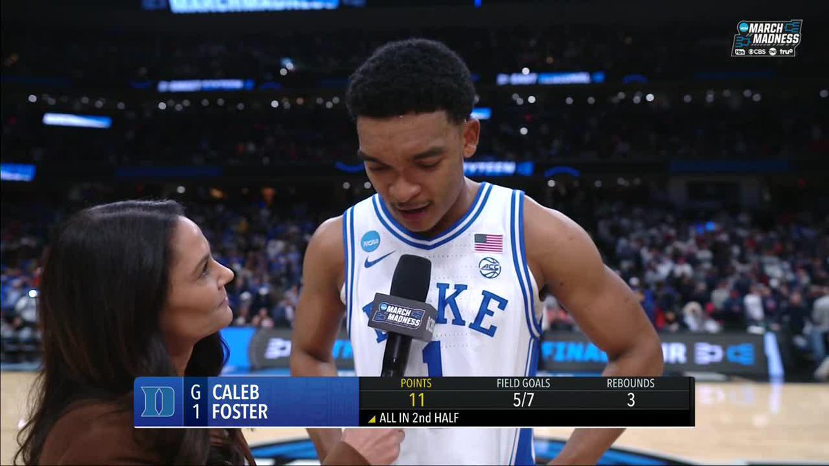 "I just poured everything in my teammates" 🗣️ Caleb Foster says he battled to get back onto the court for his teammates 👏 #MarchMadness