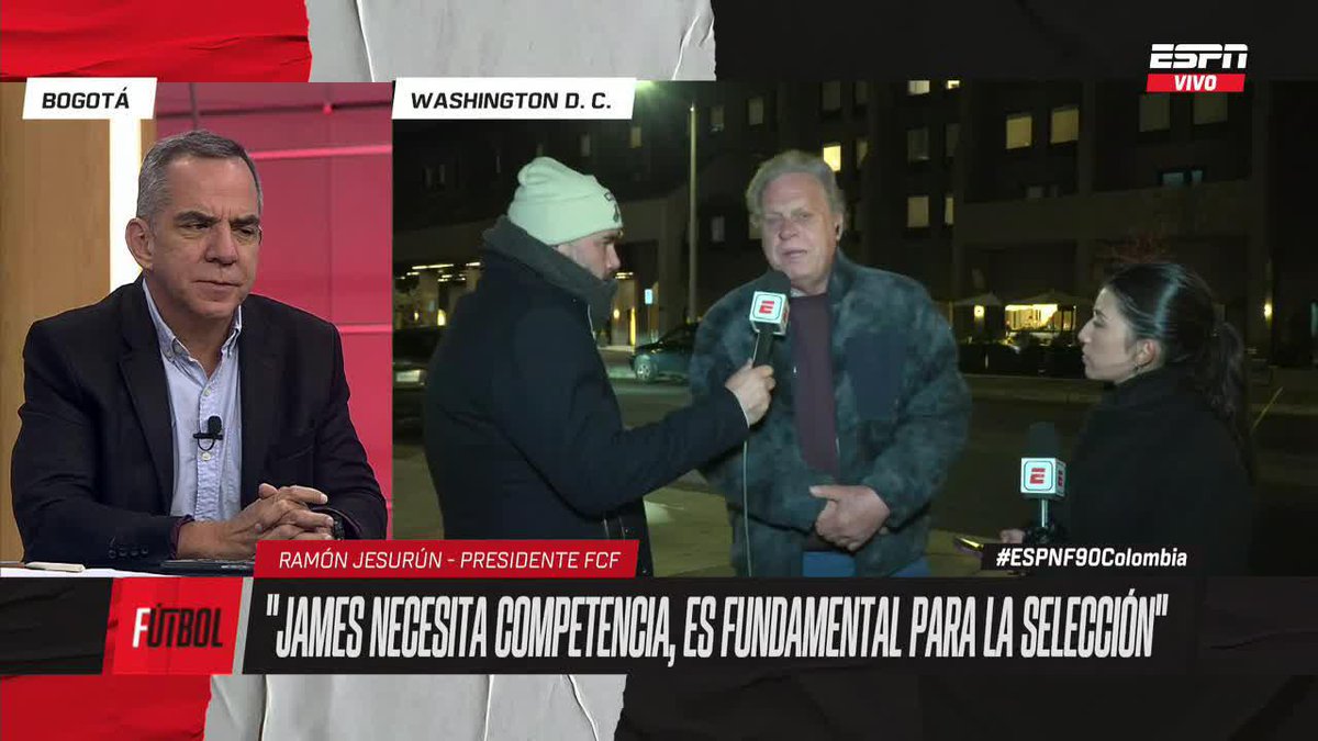 "James NECESITA COMPETENCIA. Es fuera de serie y fundamental" Ramón Jesurún, presidente de la FCF desde Washington. ▶️ No te pierdas #ESPNF90Colombia en el Plan Premium de #DisneyPlus