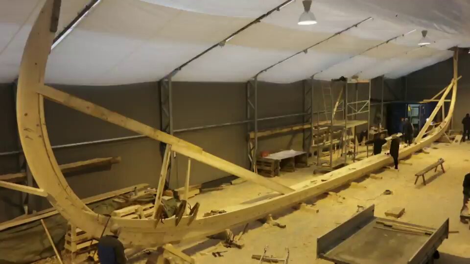 Viking ship being built