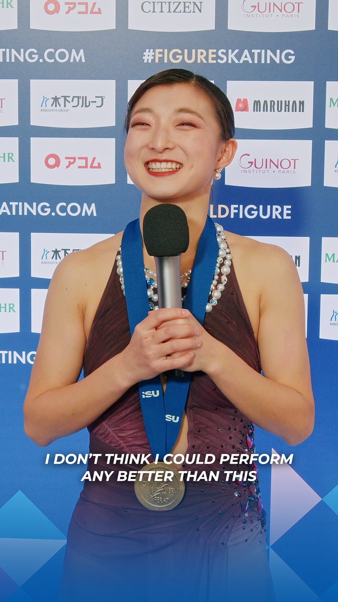 A final performance to remember ✨ Kaori Sakamoto reflects on her skate at #WorldFigure closing it out with a personal best 💫 Catch the full interview 👉 #FigureSkating