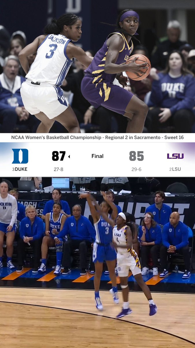 Ashlon Jackson flipped the script in the Sweet 16 🔥 Flau'jae hit the trey in Jackson's face in the regular season, Jackson returned the favor with the tournament game-winner for Duke 🥶