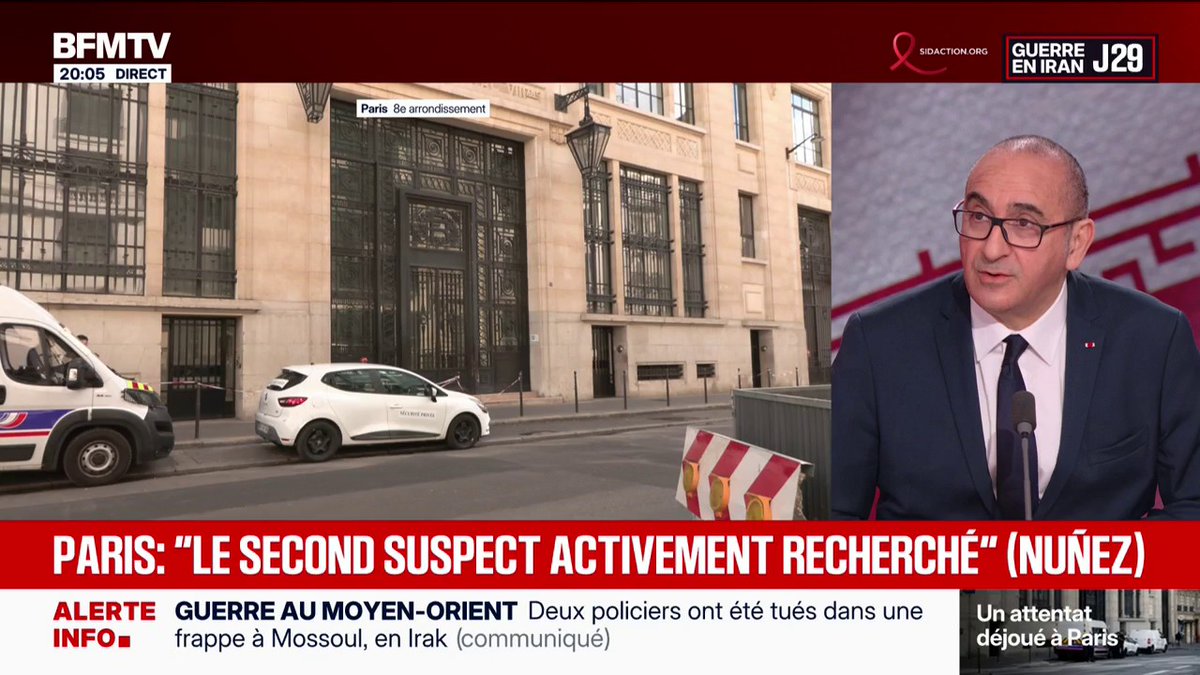 ATTENTAT DEJOUÉ À PARIS : Le ministre de l'Intérieur "fait le lien" avec la guerre au Moyen-Orient après l'attentat à la bombe déjoué ayant visé la Bank of America à Paris. Un mineur est en garde à vue.