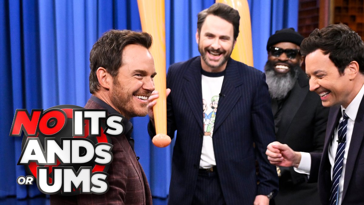 .Chris Pratt, Charlie Day, Jimmy &amp; Black Thought play No Its, Ands, or Ums, where they must get each other to guess a clue without saying “its,” “and” or “um”! #FallonTonight