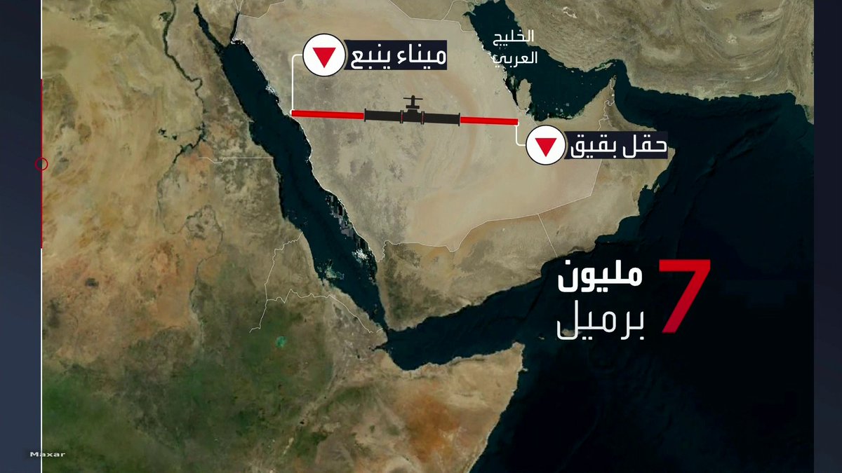 🔴السعودية 🇸🇦 تصل إلى كامل الطاقة القصوى لنقل نفطها عبر خط "شرق غرب" 🚢 وتصدير 5 ملايين برميل يوميا وتوجيه 2 مليون برميل إلى المصافي المحلية ⛽️ #أرامكو