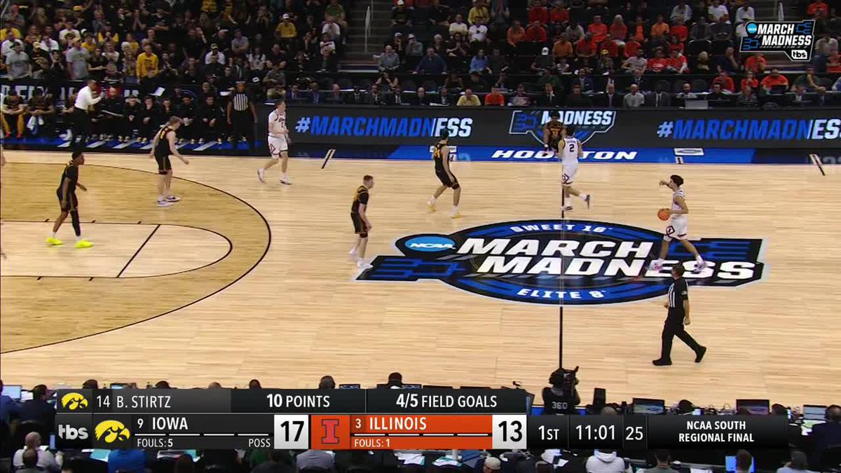 That's a quick 🔟 for Stirtz 🙌 #MarchMadness Iowa Men’s Basketball