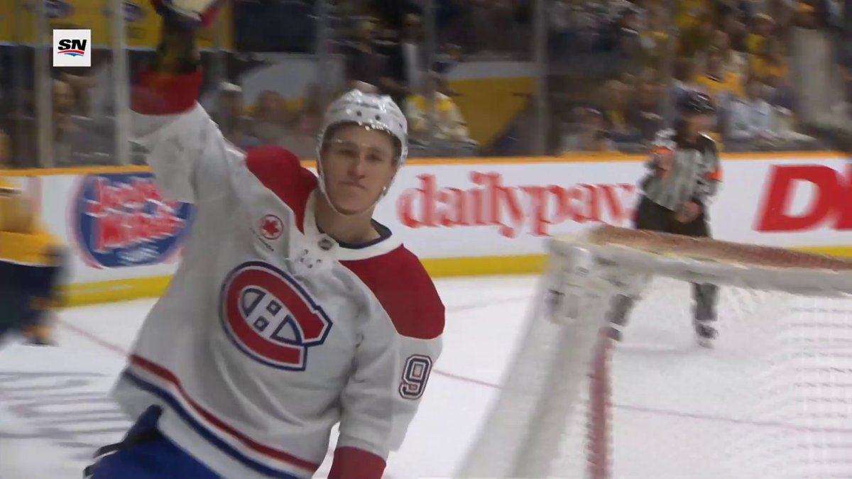 Listen to that ping! 🔊 Ivan Demidov gets the x - Canadiens Montréal on the board first!