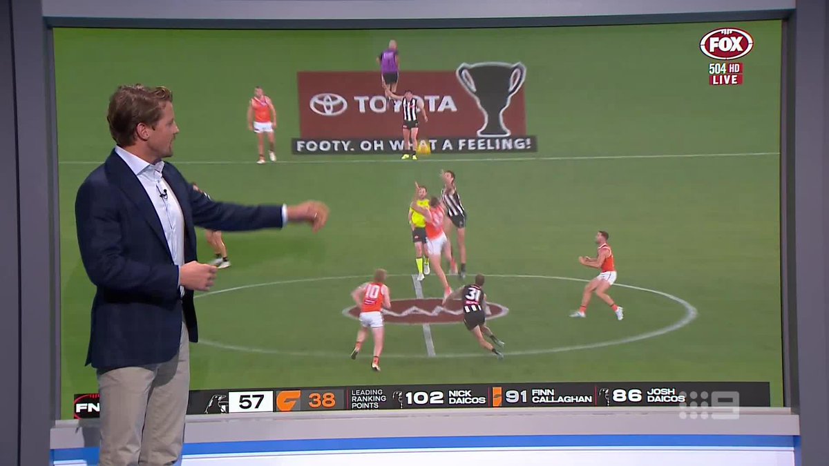 "The Pies dominated the centre ball-up and a lot of it had to do with Oscar Steene." Rory on the importance of the first-gamer to Collingwood's win over the Giants. #9AFLSFS | Watch on 9 &amp; 9Now 🖥️