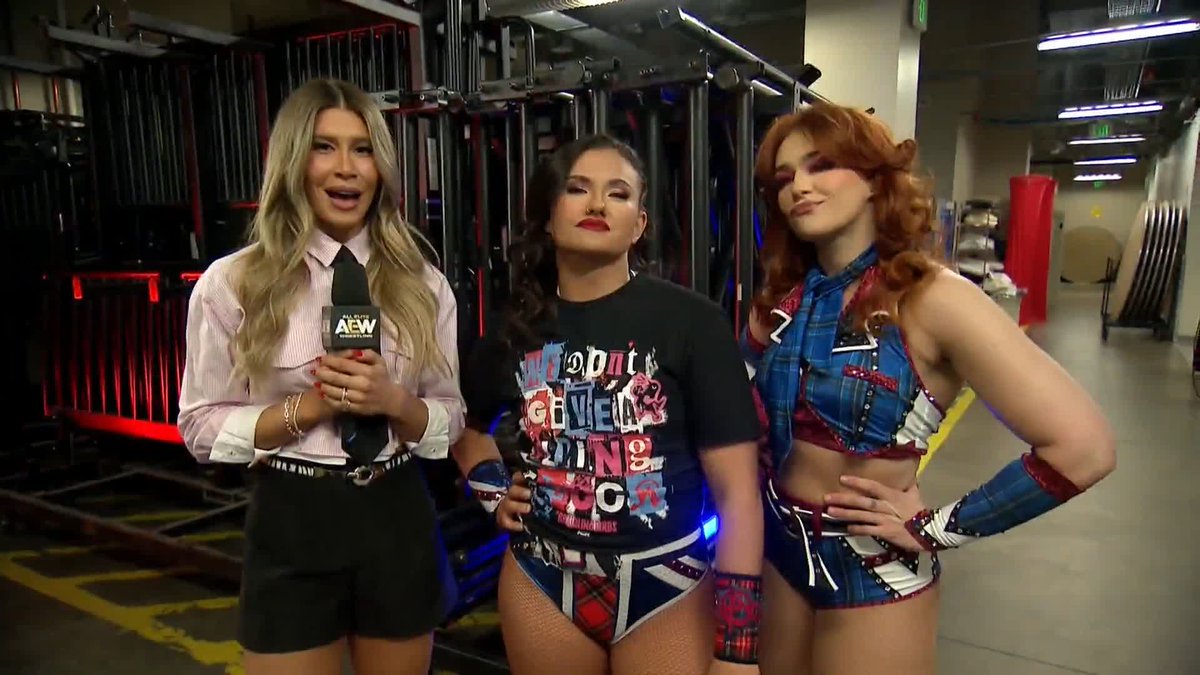 The Brawling Birds (Alex Windsor アレクス・ウィンザー + JAMIE HAYTER) & Mina Shirakawa♡白川未奈 are looking for a fight TONIGHT! #AEWCollision is LIVE on TNT & streaming on HBO MAX!