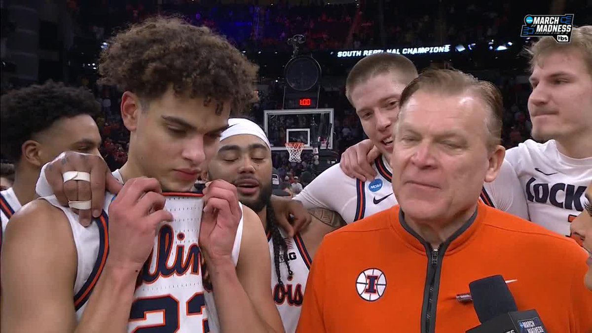 "This group is special... Couldn't be more proud." 🥹 Brad Underwood is overcome with joy after Illinois Men's Basketball's win to advance to the #MFinalFour 🗣️ #MarchMadness
