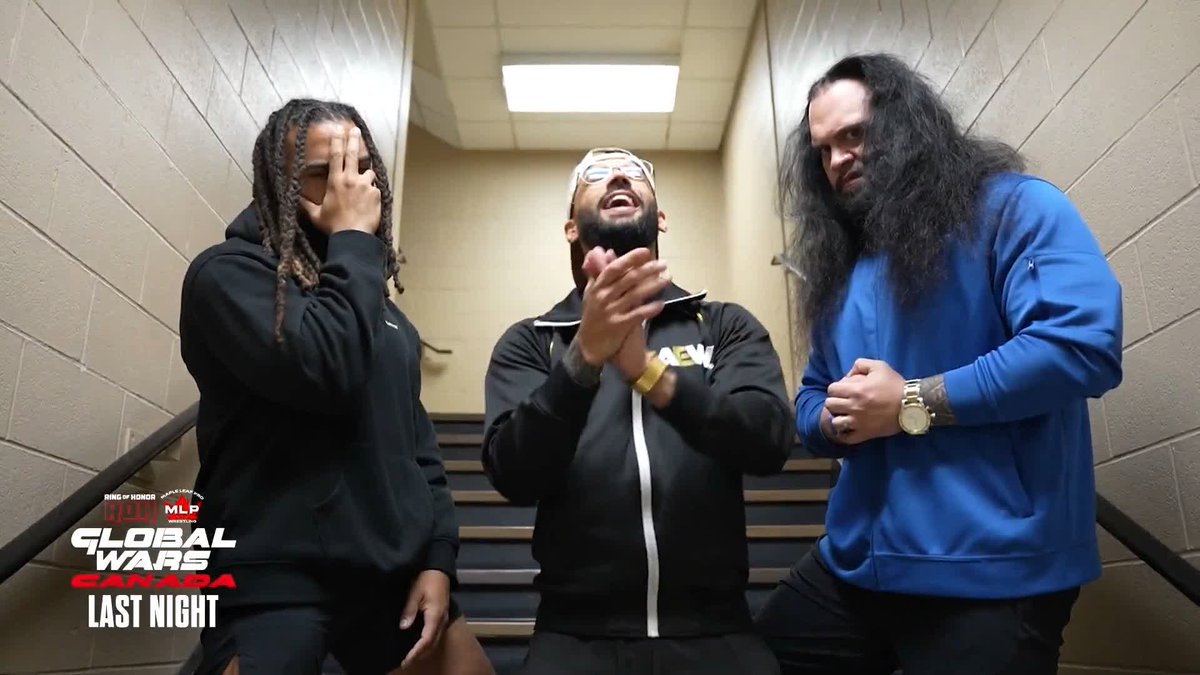 Last night at ROH - Ring of Honor Wrestling x MLP Global Wars, The Demand (Lightskin Kingpin, Toa Liona &amp; B I S H O P K A U N 🇨🇲) sent a message to @kennyomegamanx, @brodyxking, &amp; Jack Perry! #AEWCollision is LIVE on TNT &amp; streaming on HBO MAX!