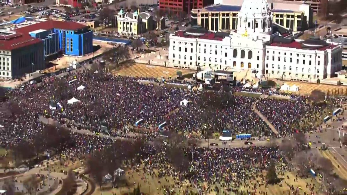 Protesters across the U.S. and the world took to the streets as part of the latest "No Kings" rallies against President Trump and his administration. Among the biggest was in St. Paul, Minnesota. Cristian Benavides reports.