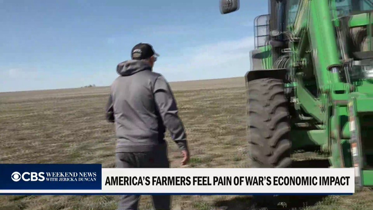 American homes and businesses are feeling the ripple effects of the war with Iran. Gas prices now average $3.97 a gallon – up $1 in one month. The price of fertilizer is also spiking – creating more financial strain for farmers. CBS News’ Lana Zak, CBS reports.